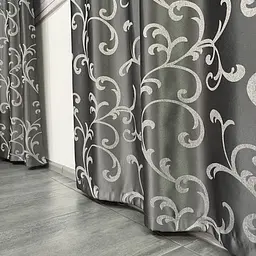 Жакардові штори сірого кольору з вензелем на тасьмі 2шт. 150х270 ALBO pbe0052393 - мініатюра 9