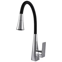 Змішувач для кухні Globus Lux NIAGARA GLN-0203SM-00 одноважільний поворотний хром чорний для установки на одне отвір