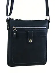 Чоловіча шкіряна сумка планшет GS 22*20*3 см чорна з сірою стрічкою (ПЛ 001 черн/сер) 200 мм - мініатюра 7