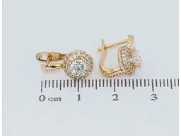 Сережки Xuping Позолота 18K англійський замок "Фіаніти в обрамленні цирконію" (165195) - мініатюра 2