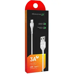 Дата кабель USB 2.0 AM to USB-C 1.0m White Grand-X (PC-03W) - мініатюра 2