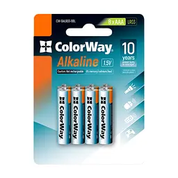 Батарейка ColorWay AAA LR03 Alkaline Power (щелочные) x 8 blister (CW-BALR03-8BL)