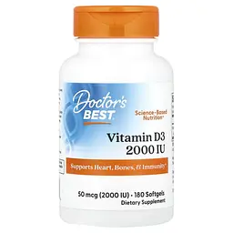 Витамин D Vitamin D3 50 mcg 2000 IU 180 жидких капсул Doctor's Best vit0006404