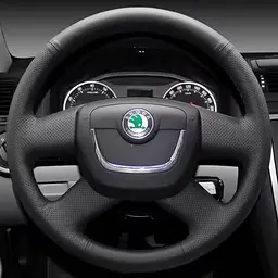 Чохол Обплетення Керма для Skoda Yeti 2013-2018 Шкіра (Модельна Викрійка) чорна нитка №56