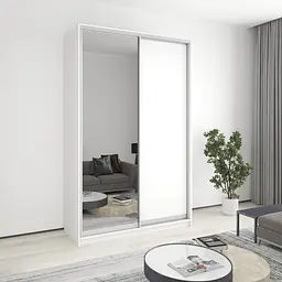 Шафа-купе дводверна MebelStar Комбо AL ДСП/Дзеркало 150x45x240 см Аляска білий (MBS-4096)