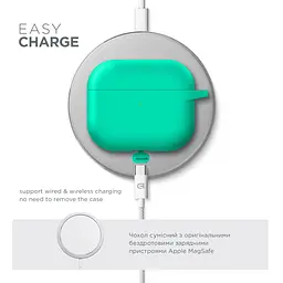Силіконовий чохол для навушників Apple AirPods 3, Hang Case, бірюзовий, ультратонкий захисний кейс товщиною 2 мм, захист від подряпин, пилу та ударів, компактний, з карабіном для кріплення, ArmorStandart (ARM60316) - мініатюра 7