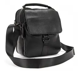 Чоловіча шкіряна сумка месенджер Tiding Bag Чорна