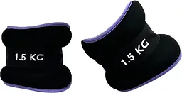 Обтяжувачі EasyFit 2 х 1.5 кг для ніг та рук Чорні з фіолетовим (EF-1015-V)