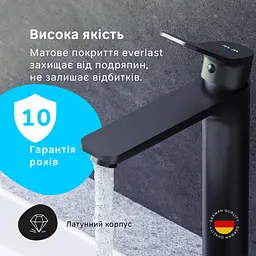 Змішувач для умивальника Am.Pm X-Joy високий black F85A92022 Чорний матовий - мініатюра 3