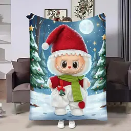 Плед плюшевий новорічний 3D Лабубу, м’який теплий для дому, 160x200 см