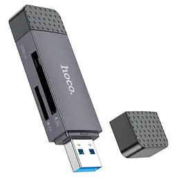 Універсальний кардридер HOCO HB45 Spirit 2-in-1 (USB 3.0 + Type-C) | SD/MicroSD, 5Gbps - Metal Gray - мініатюра 5