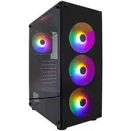 Корпус 1stPlayer V3-B-BK-4F1, чорний, без БЖ, Midi Tower, ATX / Micro ATX, кількість відсіків: 2.5" (2шт)/3.5" (1шт), USB