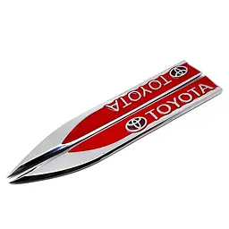 Емблема крила Toyota 2шт 148×18мм червоні (метал)