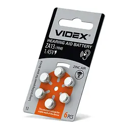 Батарейка повітряно цинкова Videx ZA13 (PR48) BLISTER 6 VIDEX (24217-000) - мініатюра 2