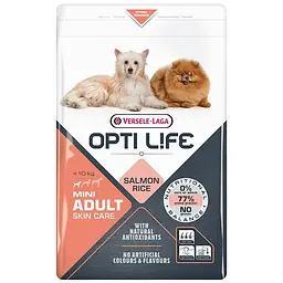 Сухий суперпреміум корм Opti Life Adult Skin Care Mini Опті Лайф для собак міні порід, Лосось 2.5 кг (311486)