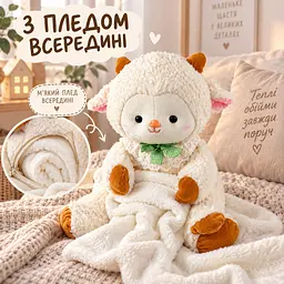 Кізочка мʼяка іграшка 65 см з пледом всередині , Барашка Шон - мініатюра 3