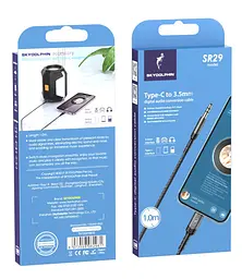 Аудіо-кабель SkyDolphin SR29 3.5 мм - USB Type-C (M/M), 1 м, Чорний (SDAUX-000076) - мініатюра 2