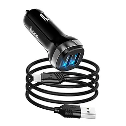 Адаптер автомобільний HOCO Superior Z40 + набір із кабелем Micro USB комплект чорний