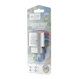 МЗП Hoco C109A Fighter single port QC3.0 charger ( EU ) White - мініатюра 2