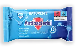 Вологі серветки антибактеріальні Naturelle Antibacterial D-panthenol 48 шт. Серветки які не подразнюють шкіру