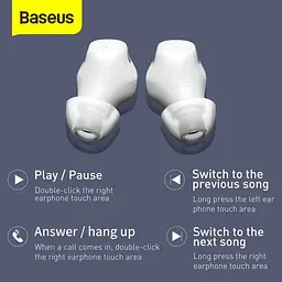Навушники Bluetooth Baseus Encok True Wireless Earphones WM01 (NGWM01-02) білі - мініатюра 6