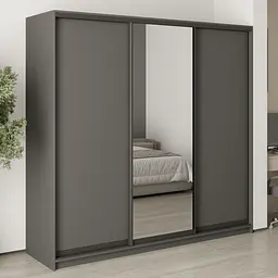 Шафа-купе тридверна MebelStar Стандарт BG 2ДСП/Дзеркало 220x45x210 см Антрацит (MBS-8344)