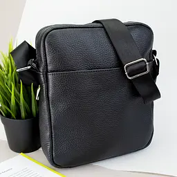 Сумка чоловіча чорна шкіряна Handycover S245 через плече