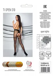Колготки з відкритим доступом імітація панчох Passion Tiopen 019 black 3/4 (20 den) - мініатюра 6
