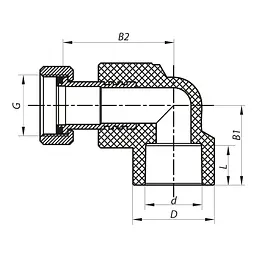 Кутник з накидною гайкою Koer 20x1/2F PPR K0144.Pro KP0182 - мініатюра 2