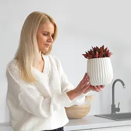 Ваза-кашпо МВМ My Home, 16,5 см, біла (DH-FLOWERS-25 M WHITE) - мініатюра 3