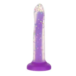 Фалоімітатор, що світиться в темряві Addiction Rave 8″ Glow in the Dark Dildo Purple Confetti, 20.3 см + віброкуля в подарунок - мініатюра 2