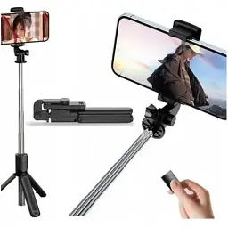 Трипод монопод XO SS09 Multifunctional remote control selfie-stick штатив для селфі з пультом чорний (6920680828289) - мініатюра 5