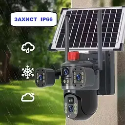 Вулична 4G камера T64-G 15Мп з 3 лінзами сонячна панель зарядки акумулятор 10000мАг PIR сенсор руху - мініатюра 5