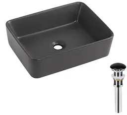 Раковина накладна Qtap Tern Anthracite, прямокутна, з донним клапаном QT17116069AN - мініатюра 3
