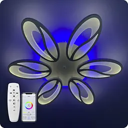 Люстра світлодіодна 517 Dlight 3color з пультом 105Вт Чорний (01522) - мініатюра 6