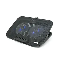 Підставка для ноутбука IceCoorel N106, 10-18", 2*125mm 1400±10% RPM, корпус пластик+алюміній, 2xUSB 2.0, 360x260x32 mm, Black, Box Q20 - мініатюра 2