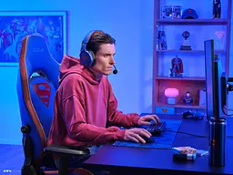Trust Крісло GXT721SM Ruya Pro Superman edition, ПУ кожа, Foldable Armrests, синій - мініатюра 10
