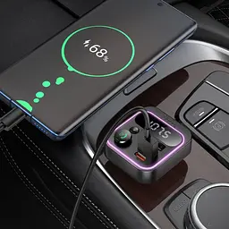 Автомобільний FM-трансмітер модулятор Bluetooth MP3 HOCO E85 Tiger 20 W, PD/QC, USB-C/2xUSB-A - мініатюра 5