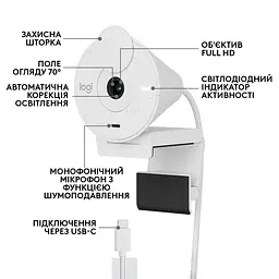Веб-камера Logitech Brio 300 White (960-001442) - мініатюра 6
