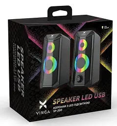 Акустична система Vinga 2.0 SP-200 LED USB Black (SP-200 LED USB Black) - мініатюра 6