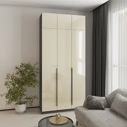 Шафа 3-дверна з антресоллю MebelStar Оскар Gloss BL-B, стандарт 120x52x260 см Антрацит/Альмонд (MBS-5417)