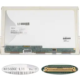 Матриця 15.6 N156BGE-L11 (1366*768 40pin LED NORMAL матова роз'єм ліворуч знизу) для ноутбука (renew)