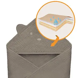 Рушник з капюшоном Lionelo Muslin Hooded Towel Beige Cappuccino 80х80 см - мініатюра 5