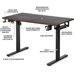 Стіл Mealux PowerDesk Lite Antique з електрорегулюванням висоти (EVO-201 Lite Antique/B) - мініатюра 4