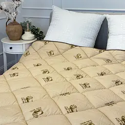 Ковдра двоспальна стьобана зимова зі штучної вовни Leri Max Pur Wool 21470 180х210 см коричнева