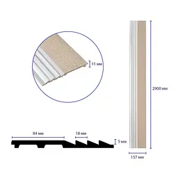 Рейка декоративна Sticker Wall PS 2900х157х11мм Бежева зі сріблом SW-00002150- - мініатюра 3