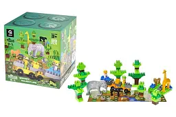 Конструктор блоковий QB300-006 "Block&Steps: Пригоди в Сафарі" + ходилка та меморі гра 3в1, 89дет. qbee