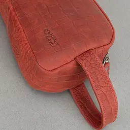 Косметичка жіноча шкіряна HandyCover HC0029 червона з ручкою - мініатюра 6
