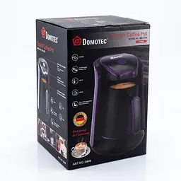 Електротурка настільна мережева для кави та молока 1200 Вт Domotec MS-102S кавоварка електрична об’ємом 300 мл для меленої кави з знімною чашкою з ручкою 65 – 100 °C Чорний з блакитним - мініатюра 4