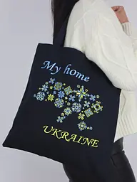 Шоппер з вишивкою My home UKRAINE, еко сумка для покупок, сумка для покупок вишита - мініатюра 2